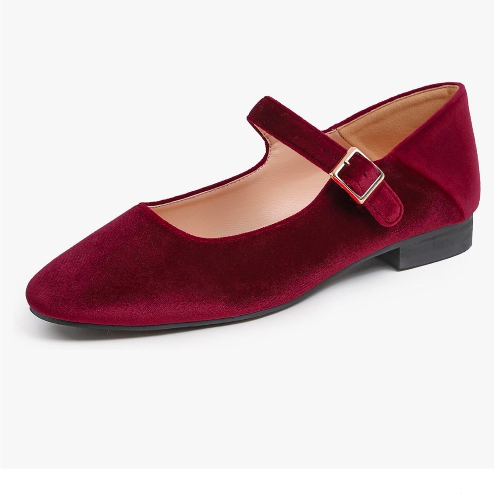 NIB Fever Sole Velvet Maryjane Burgundy Maroon